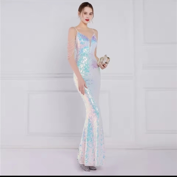 Glamorous Sequin Prom Dress - Blue and Pink - Picture 6 of 12
